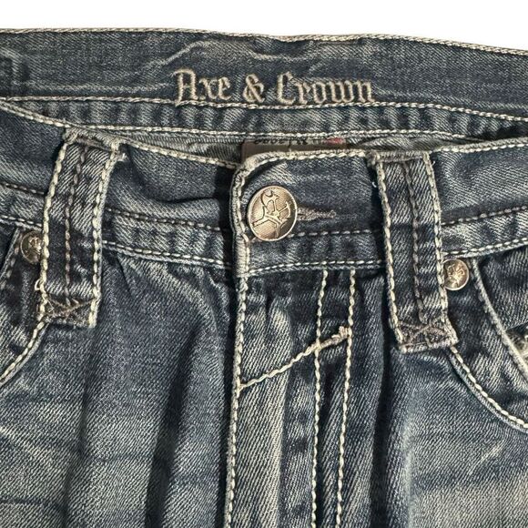 Axe & Crown Men's Slim Bootcut Jeans Size 34x32 Distressed Denim - Picture 3 of 8